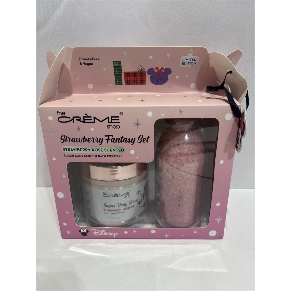 Limited Edition The CREME Shop Disney Minnie Strawberry Rose Fantasy Bath Set